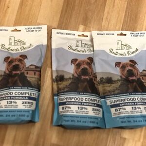 Badlands Ranch Superfood Complete Chicken Formula Dog Food 3 bags24 oz New